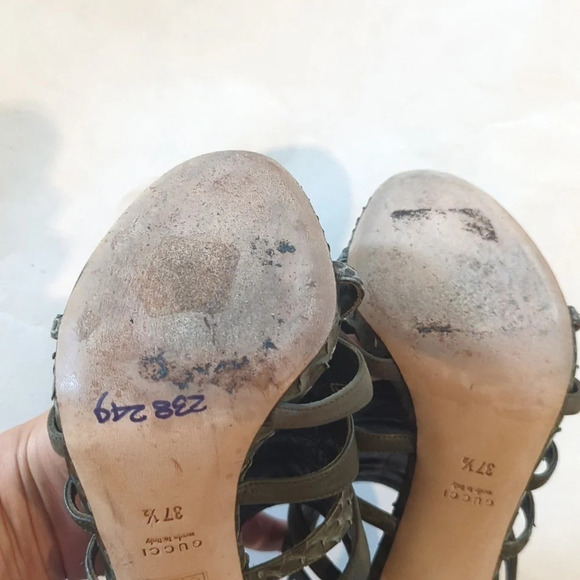 Gucci snakeskin leather suede heels size 7.5 - Picture 10 of 13